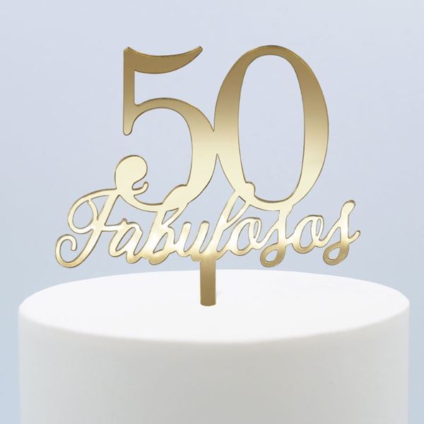 Topper Acrílico Ouro Espelhado 50 Fabulosos