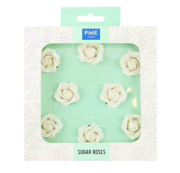 8 Rosas De Açúcar Branco 32mm