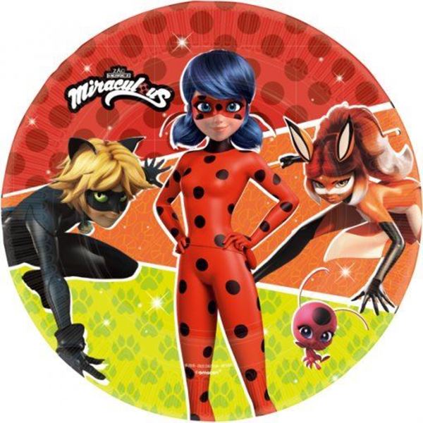 8 Pratos 23cm Miraculous Ladybug