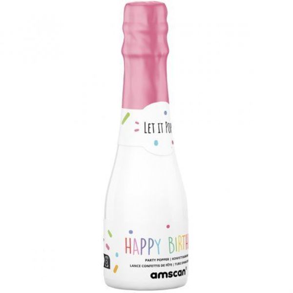 Garrafa Confettis Multicolor 16cm Rosa