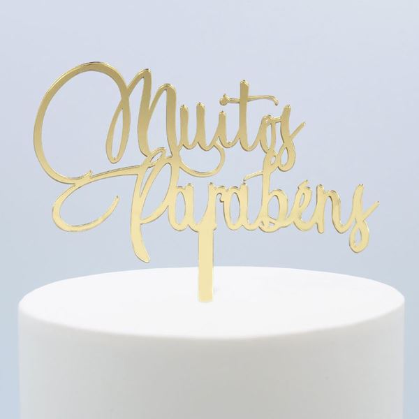 Topper Acrilico Muitos Parabéns