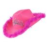 Chapeu Cowgirl Rosa Tiara E Plumas