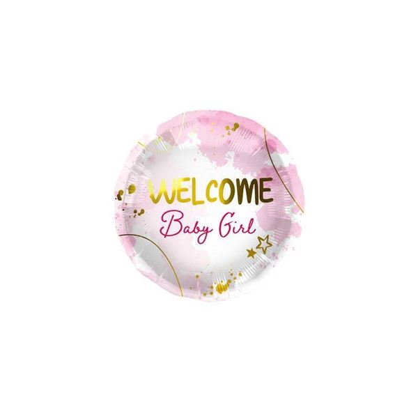 Balão Foil Welcome Baby Girl 45cm