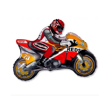 Balão Foil Moto Racing Laranja 84x66cm