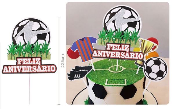 Topo De Bolo Futebol 5Pcs