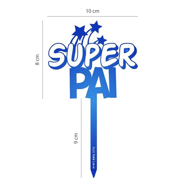 Topper Acrilico Super Pai c/ Estrelas