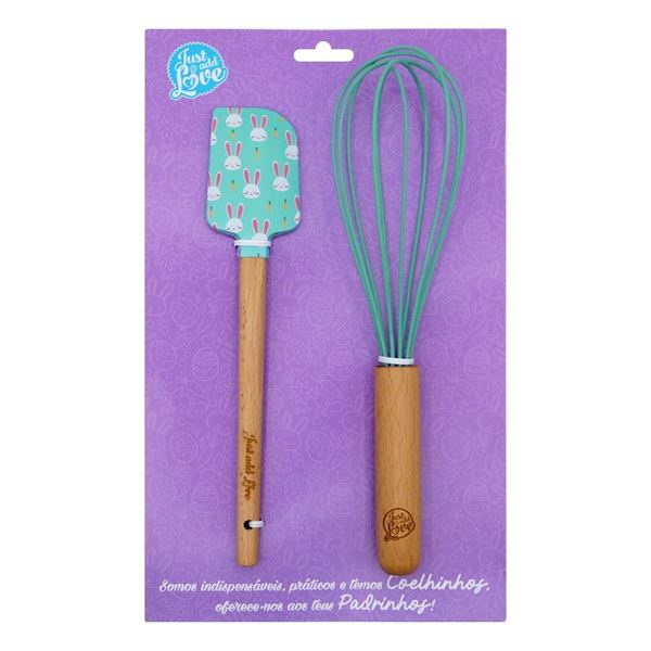 Kit Espátula e Batedor De Bolos Páscoa