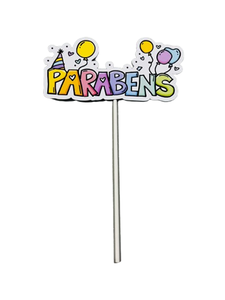 Topo De Bolo Parabéns Colorido