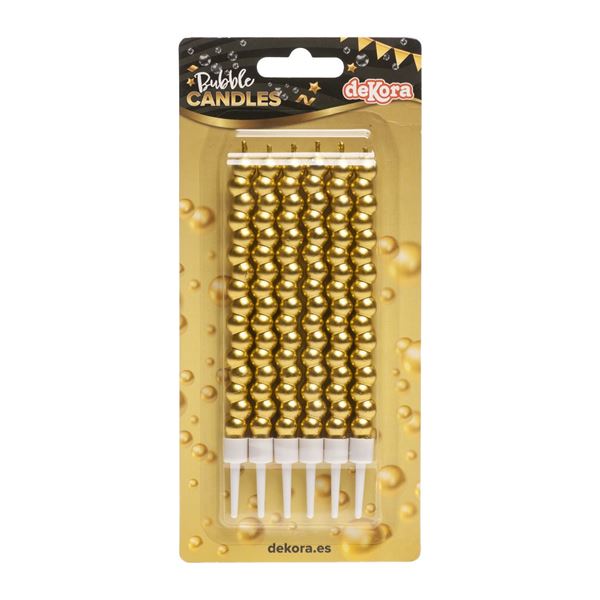 6 Velas Bubble Ouro 14cm
