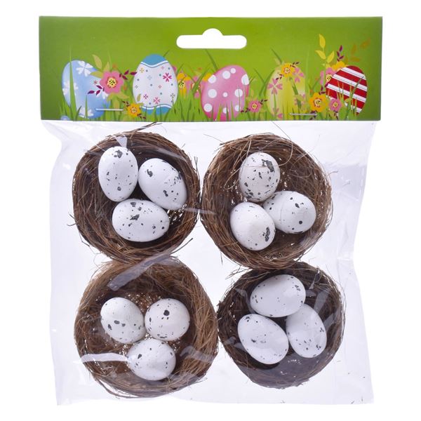 Ninho De Páscoa Com 3 Ovos 5cm