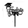 Topper Acrilico Preto Finalista C/ Cartola E Diploma