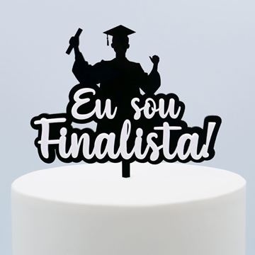 Topper Acrilico Preto Eu Sou Finalista