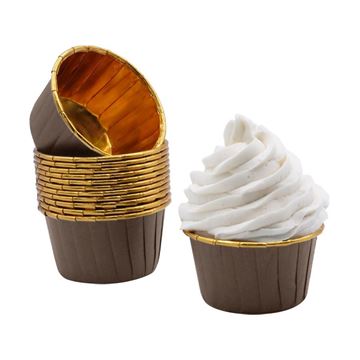 Cápsulas Cupcake Castanho & Ouro 24un