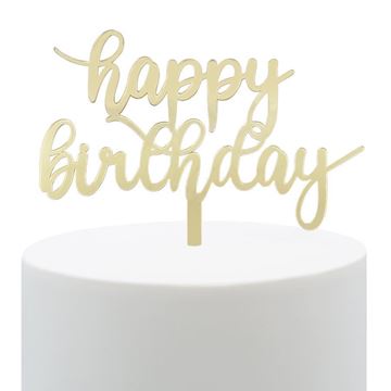 Topper Acrilico Ouro Happy Birthday