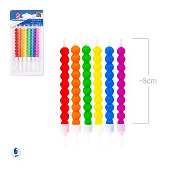 6 Velas Bubble Coloridas