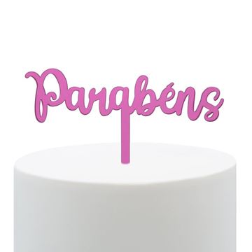 Topper Acrilico Rosa Parabéns