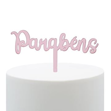 Topper Acrilico Rosa Gold Parabéns
