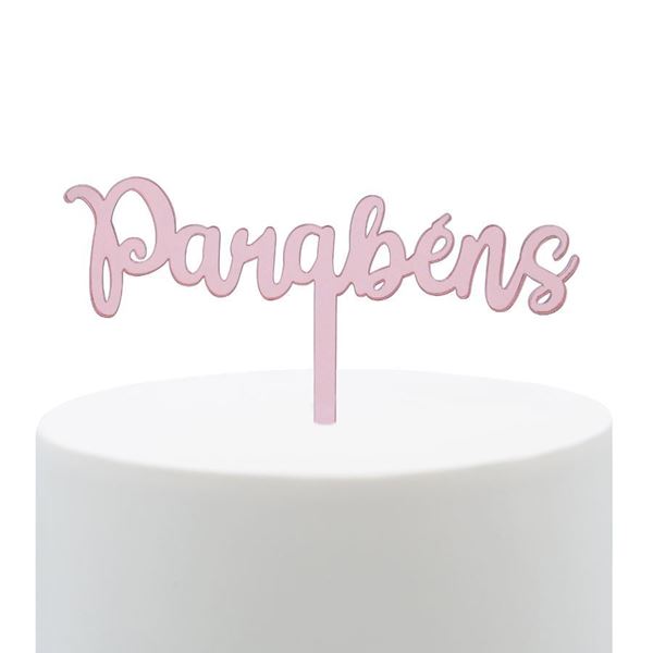 Topper Acrilico Rosa Gold Parabéns