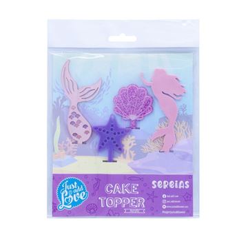 Topper Cupcake Sereias 4un