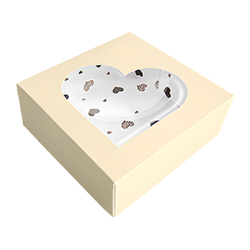 Caixa Champanhe Com Corações 20x20x7.5cm