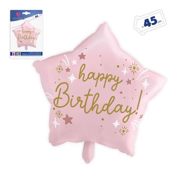 Balão Foil Estrela Rosa HB 45cm