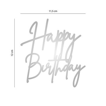 Aplique Prata Happy Birthday