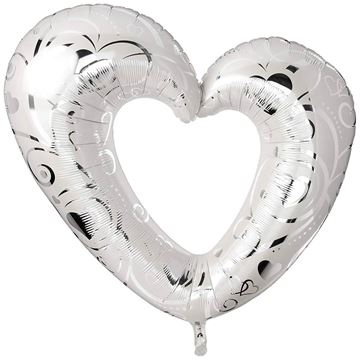 Balão Foil 42" Hearts & Filigree Prl White