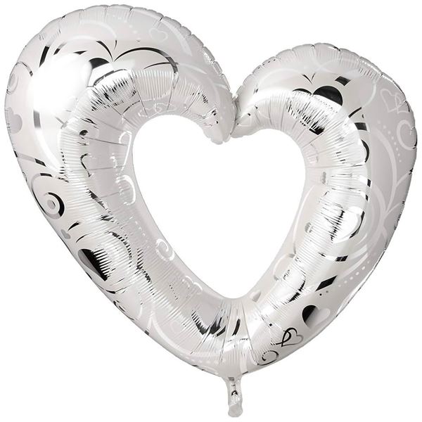 Balão Foil 42" Hearts & Filigree Prl White
